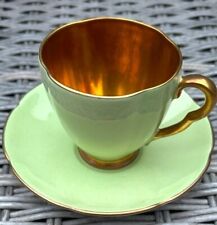 Carlton Ware Rita Demitasse Cup and Saucer, Green with Gold