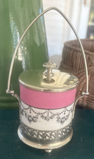 Antique George Jones Crescent Ware Condiment/Mustard Jar Silver Plate Caddy