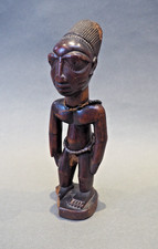 GOOD OLD WEST AFRICAN TRIBAL ART NIGERIAN YORUBA IBEJI DOLL WITH TRADE BEADS