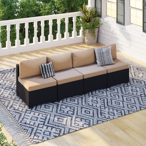 Piece black rattan sofa - 4-piece, set
