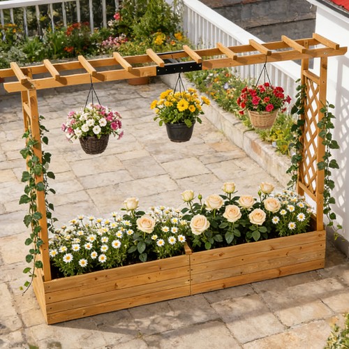 Wood planter with - wood,