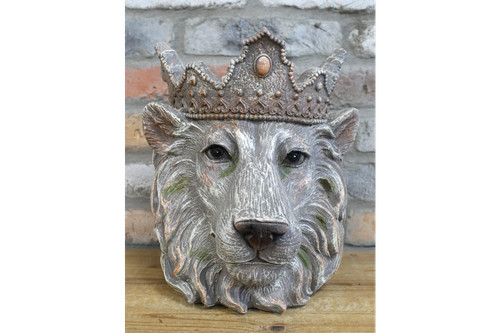 31cm grey plaster lion - plaster,
