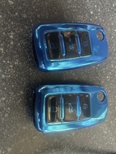 Key Cover Case VW Polo Golf Passat Tiguan Touran Beetle Up Transporter Blue x2