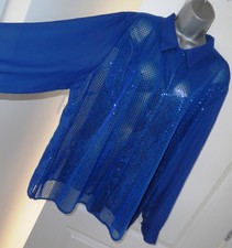 ✿Ladies BERKERTEX cobalt stretch glitter long shirt blouse size 22✿