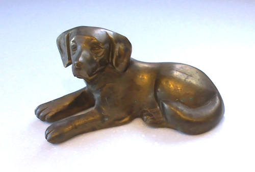 Vintage brass laying labrador - vintage,