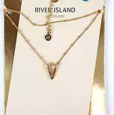 River Island Gold Plated Letter V Initial Necklace 16-18" New