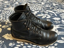 Red Wing Rover Black White Sole Round Toe Traction Wedge Sole Uk 9.5