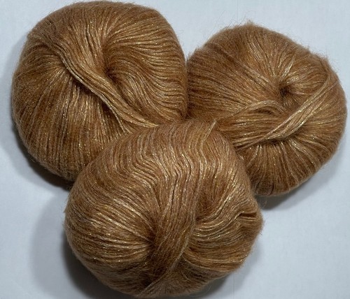 Brown gold glitter mohair - gold, yarn