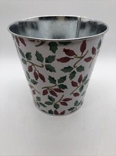 M&S Flower Shop Emma Bridgewater Christmas Holly Print Metal Plant Pot