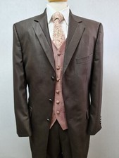 Mens Brown Wedding Evening Formal Smart Suit Jacket Trousers Suit Stunning