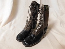 Antique Brown Black Granny Boots Lace Up Size 9 Damage!
