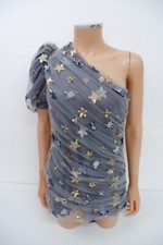 Francesca Couture Womens Mini Dress Size Small Uk 6-8 Ruched Sequin Stars Grey