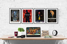 Classic Horror Film Poster Watercolour Pastel Set Of 4 Prints Pictures Wall Art