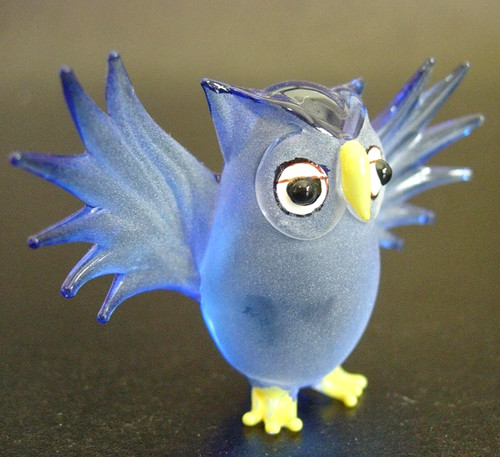 Frosted art glass owl - glass,