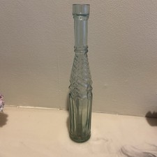 Victorian Aqua Glass Sauce Bottle Swirly Design