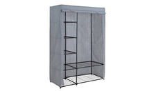 Covered Double Wardrobe with Storage - Grey