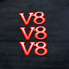 3x Matte Red V8 Metal Emblem