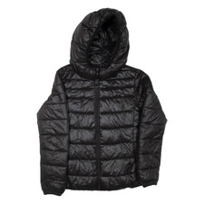 REPLAY Womens Puffer Jacket Black Hooded M