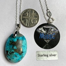 NATURAL PERSIAN TURQUOISE 26MM PENDANT WITH 925 STERLING SILVER BAIL STAMPED 925