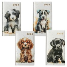 2026 Slimline Diary Hardback Week To View 0339 Watercolour Puppy - Choose Design