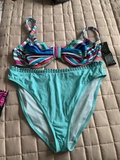 BNWOT MIX & MATCH BHS STRIPED FANTASIES TURQUOISE DETAIL ON THE TOP OF BRIEF