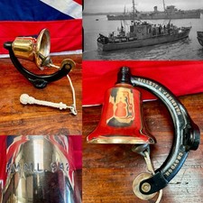 Exceedingly Rare Royal Navy Motor Launch 942 Ships Bell & Hanger (c.WW2)