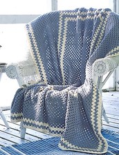 ONE BIG GRANNY SQUARE BLANKET/THROW/AFGHAN 50" x 65" EASY CROCHET PATTERN 