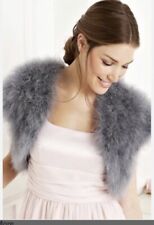TOPSHOP UK SIZE 6-8 GREY MARABOU FEATHER BOLERO JACKET FUR SHRUG EUR 32-34