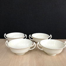 Royal Doulton Twin Handled Bowls x 4 Soup Dessert White Bone China 12cm Dia