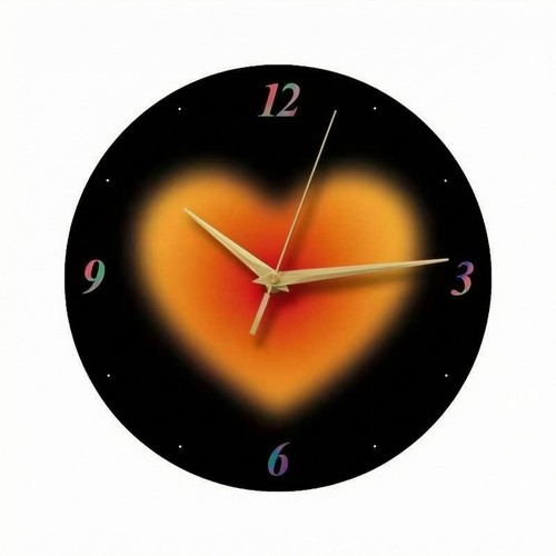 Round wall clock heart - wall, heart-shaped