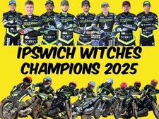 IPSWICH WITCHES--CHAMPIONS 2025--SPEEDWAY--PROGRAMME BOARD STICKER