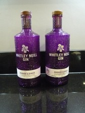 2 x WHITLEY NEILL 70cl RHUBARB & GINGER PURPLE EMPTY GIN BOTTLES UPCYCLE/ CANDLE