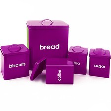 5pc Purple Metal Bread Bin