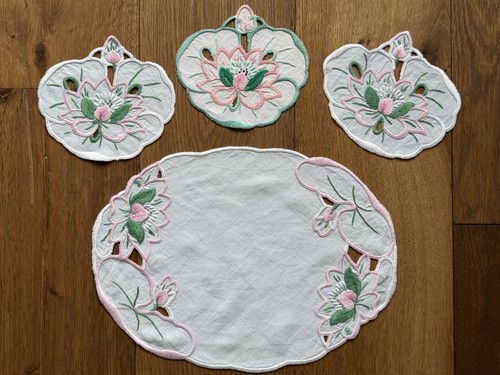 Linen hand embroidered vintage - hand-embroidered,