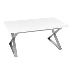 DFS Attra White & Brushed Steel 6-10 Seater Extending Dining Table RRP £639