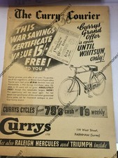 Vintage 1940s Currys Bicycle Advertising Leaflet Raleigh Hercules Triumph 