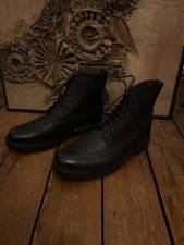 Grenson Fred Brogue Boots Natural Grain Leather UK 10 G EU 44 Black 110039