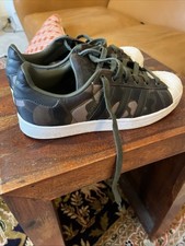 Adidas Superstar Trainers UK Size 6 Camouflage Green Black White