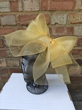Gold yellow fascinator millinery burlesque headband wedding hat ascot race