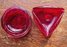 2 WHITEFRIARS GLASS. Ruby Red Bubble Bowl & Ashtray