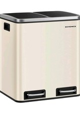 SONGMICS Kitchen Bin, 2 x 15 L Double Bin for Recycling and Waste, Pedal Bin