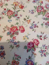 French Vintage Cotton Fabric. 121cm x 123cm Wide. Floral Design. Used