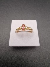 18ct Gold Imperial Topaz Diamond Ring Size N Natural Topaz 0.25ct Peach Colour