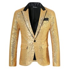Mens Sequin Blazer Jacket Glitter Shiny Sparkly Funky Dinner Coat Mens Disco Fun