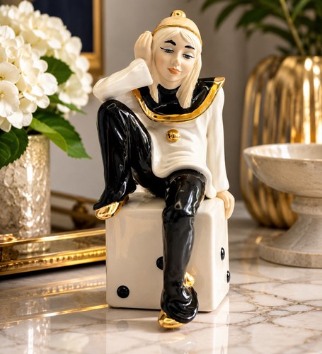 Lladro pierrot harlequin poker - pierrot,
