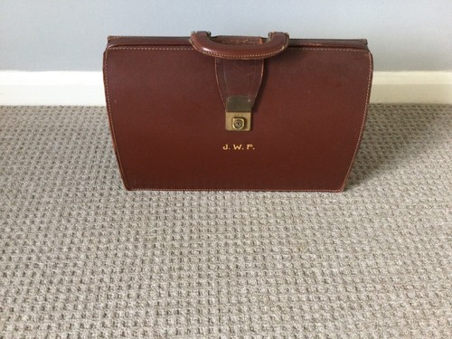 Old vintage leather briefcase - vintage,