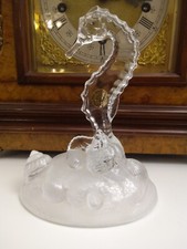 Cristal d'arques sea horse on frosted base sculpture/figurine great condition