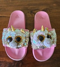 Size 1 (33 Eur) Sequin unicorn TY sliders flip flops good condition