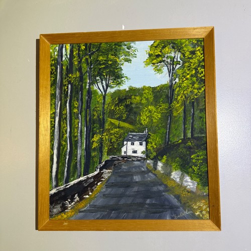 Vintage framed landscape oil - landscape,