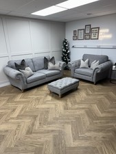 Grey Next Gosford 3 Seater Sofa, Cuddler & Footstool - Delivery Available